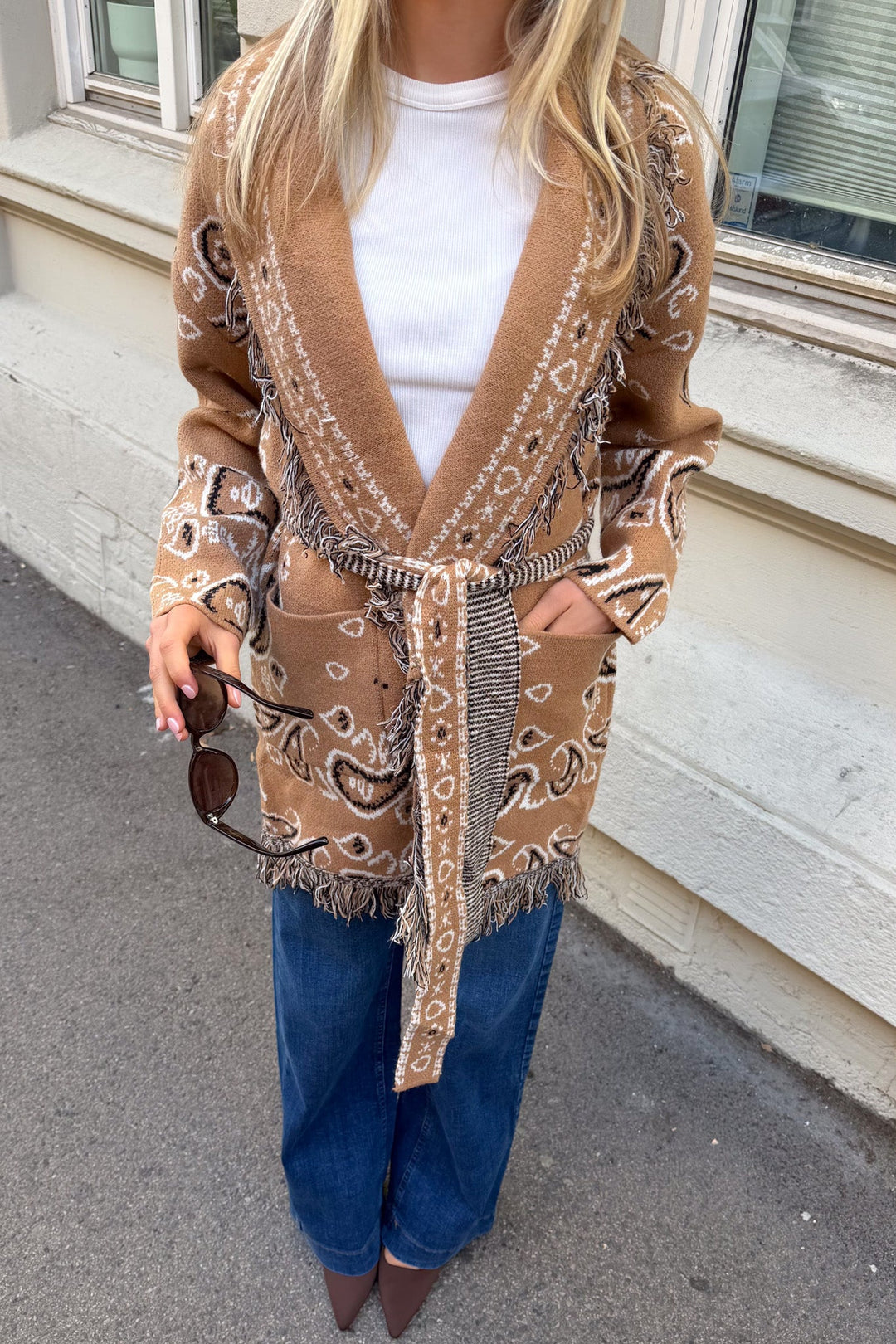 Paisley Frill Cardigan Camel | Genser | Smuk