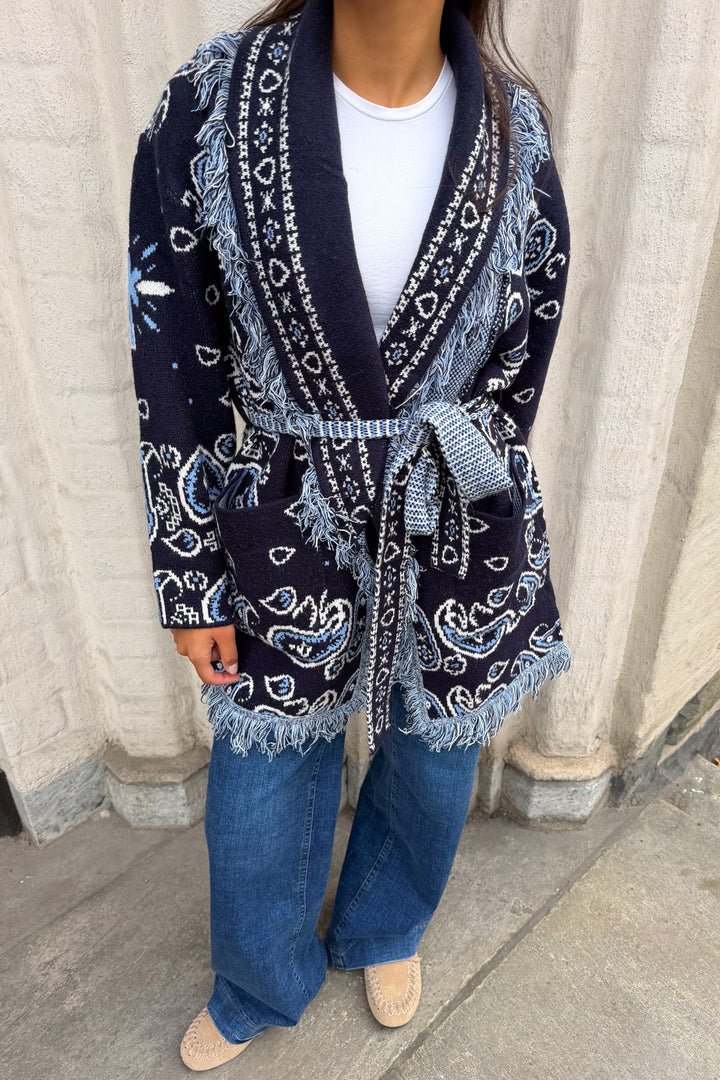 Paisley Frill Cardigan Navy | Genser | Smuk