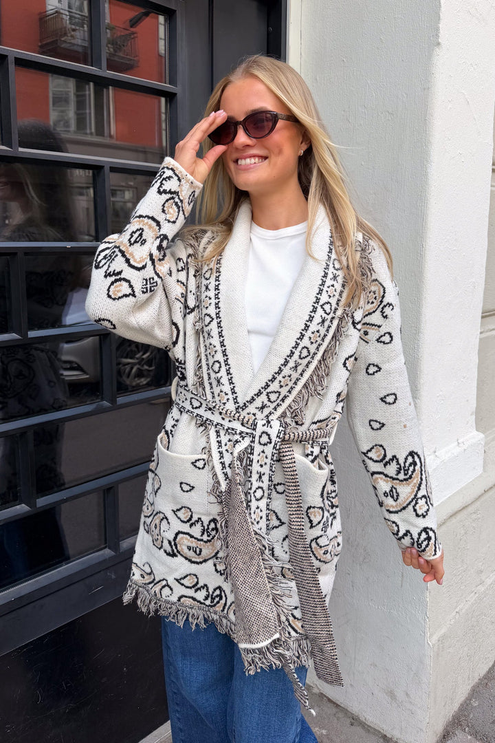 Paisley Frill Cardigan White | Genser | Smuk