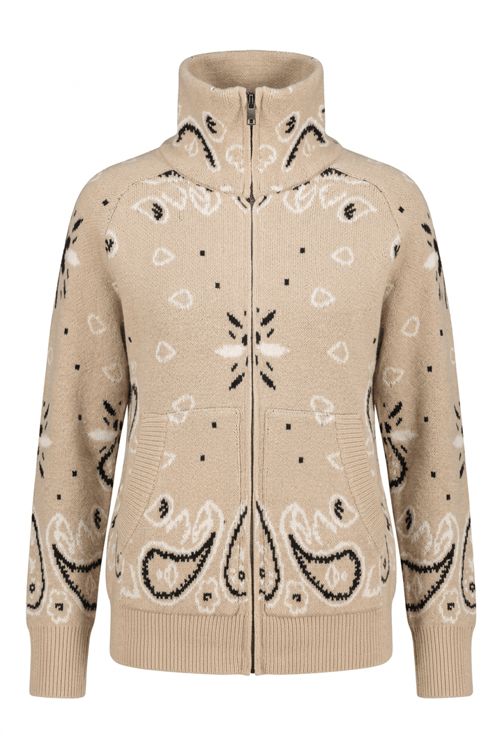Paisley Jacket Zip Beige | Genser | Smuk