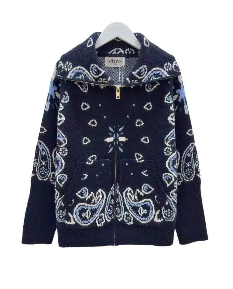 Paisley Jacket Zip Navy | Genser | Smuk