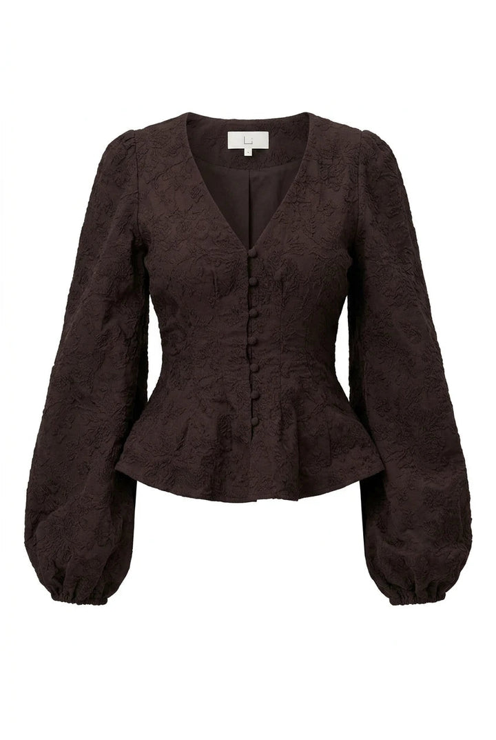 Palena Blouse Brown Embroidery | Skjorter og bluser | Smuk