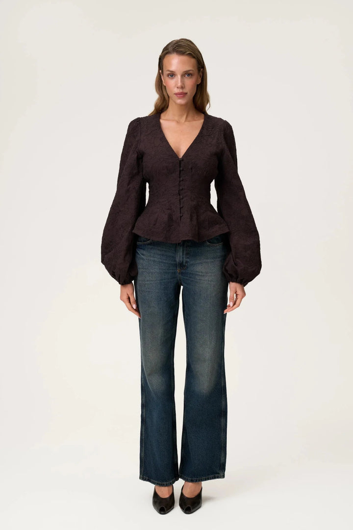 Palena Blouse Brown Embroidery | Skjorter og bluser | Smuk