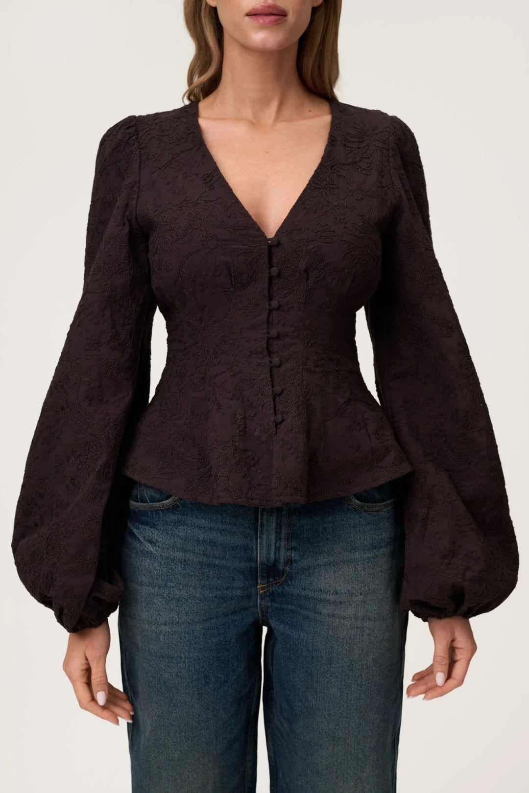Palena Blouse Brown Embroidery | Skjorter og bluser | Smuk