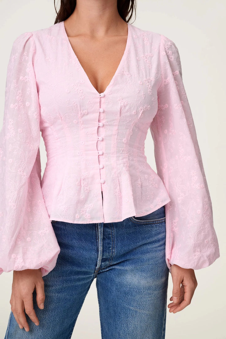 Palena Blouse Pink Embroidery | Skjorter og bluser | Smuk