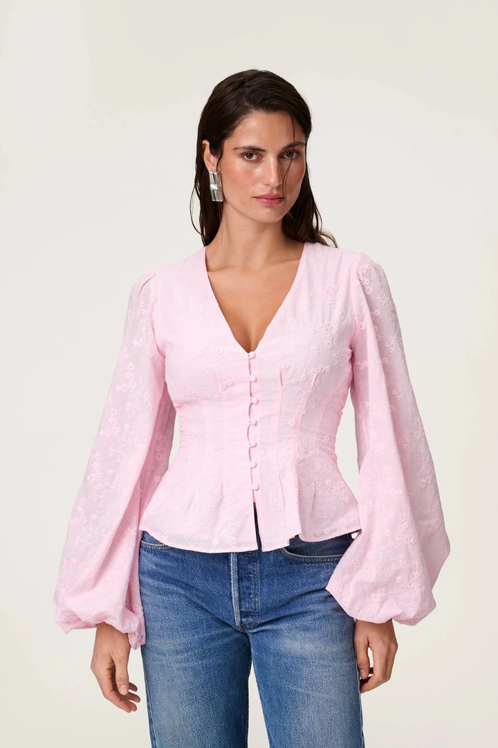 Palena Blouse Pink Embroidery | Skjorter og bluser | Smuk