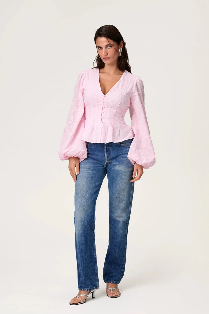 Palena Blouse Pink Embroidery | Skjorter og bluser | Smuk