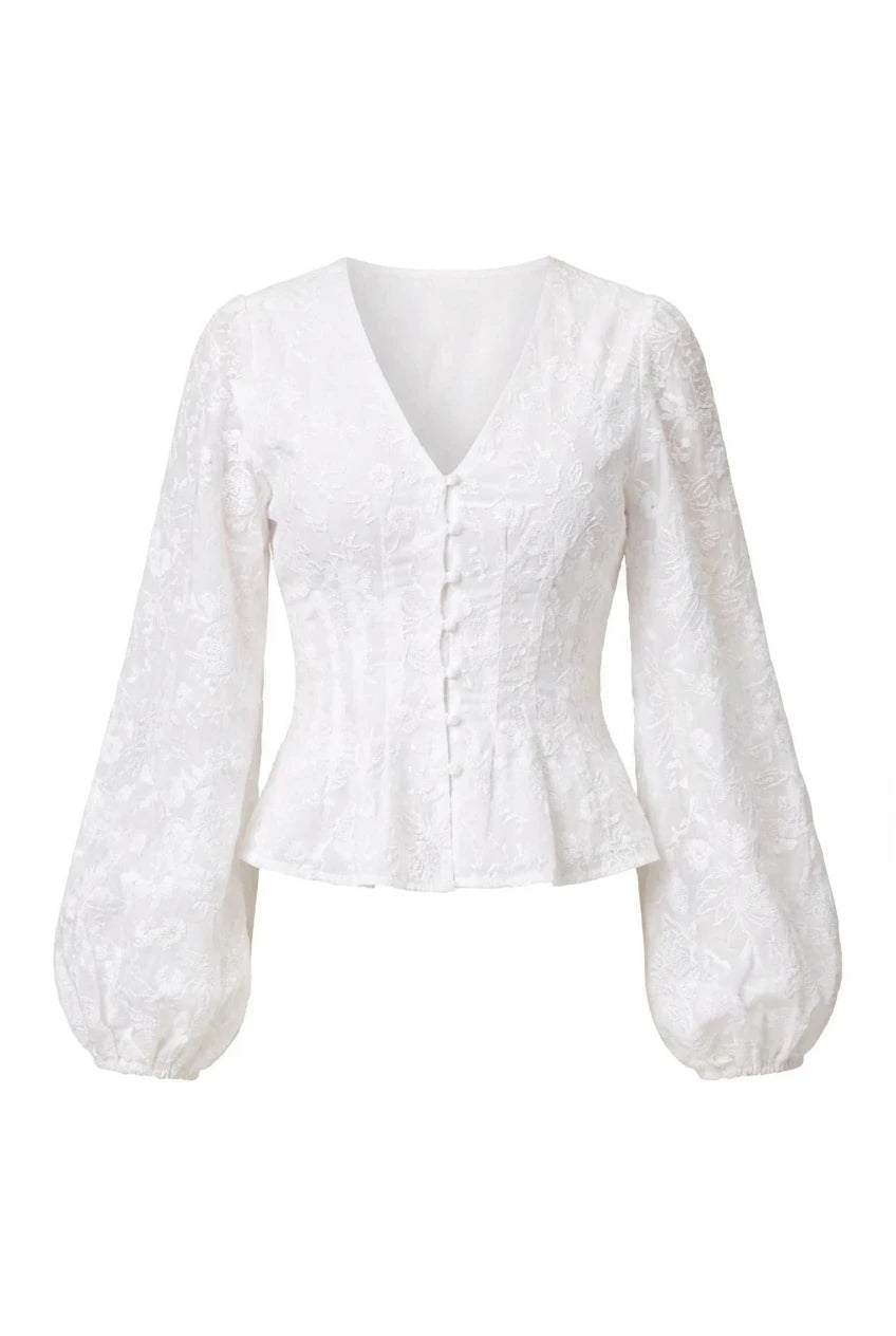 Palena Blouse White Embroidery | Skjorter og bluser | Smuk