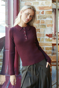 Panama Knit Blouse Wine
