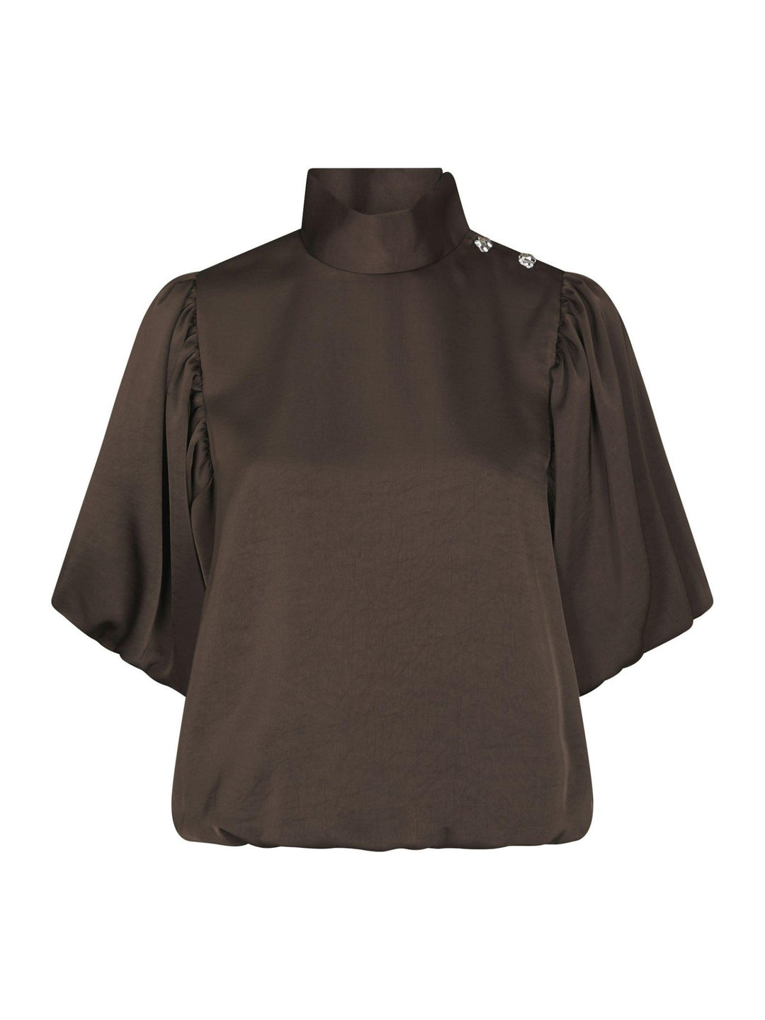 Parisa Heavy Sateen Blouse Dark Brown | Skjorter og bluser | Smuk