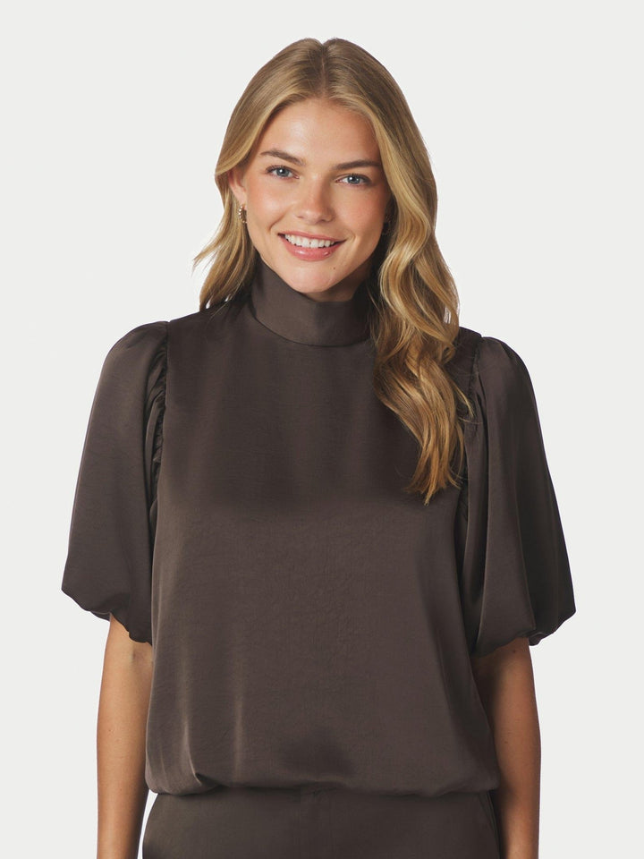 Parisa Heavy Sateen Blouse Dark Brown | Skjorter og bluser | Smuk