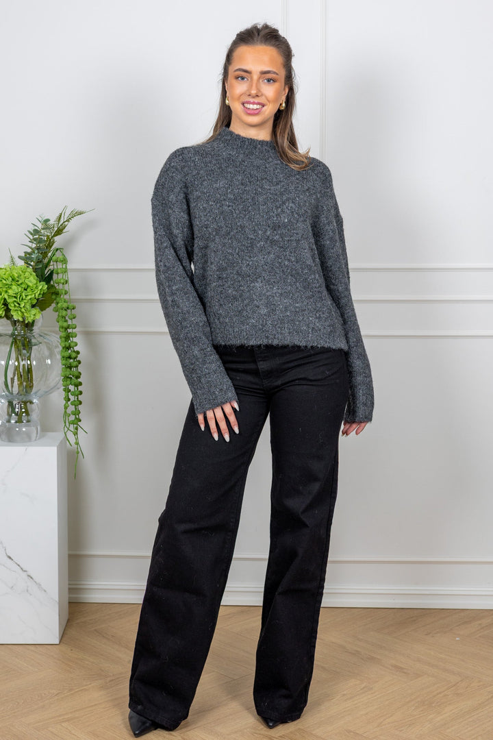 Paulina Fluffy Knit Blouse Antracit | Genser | Smuk