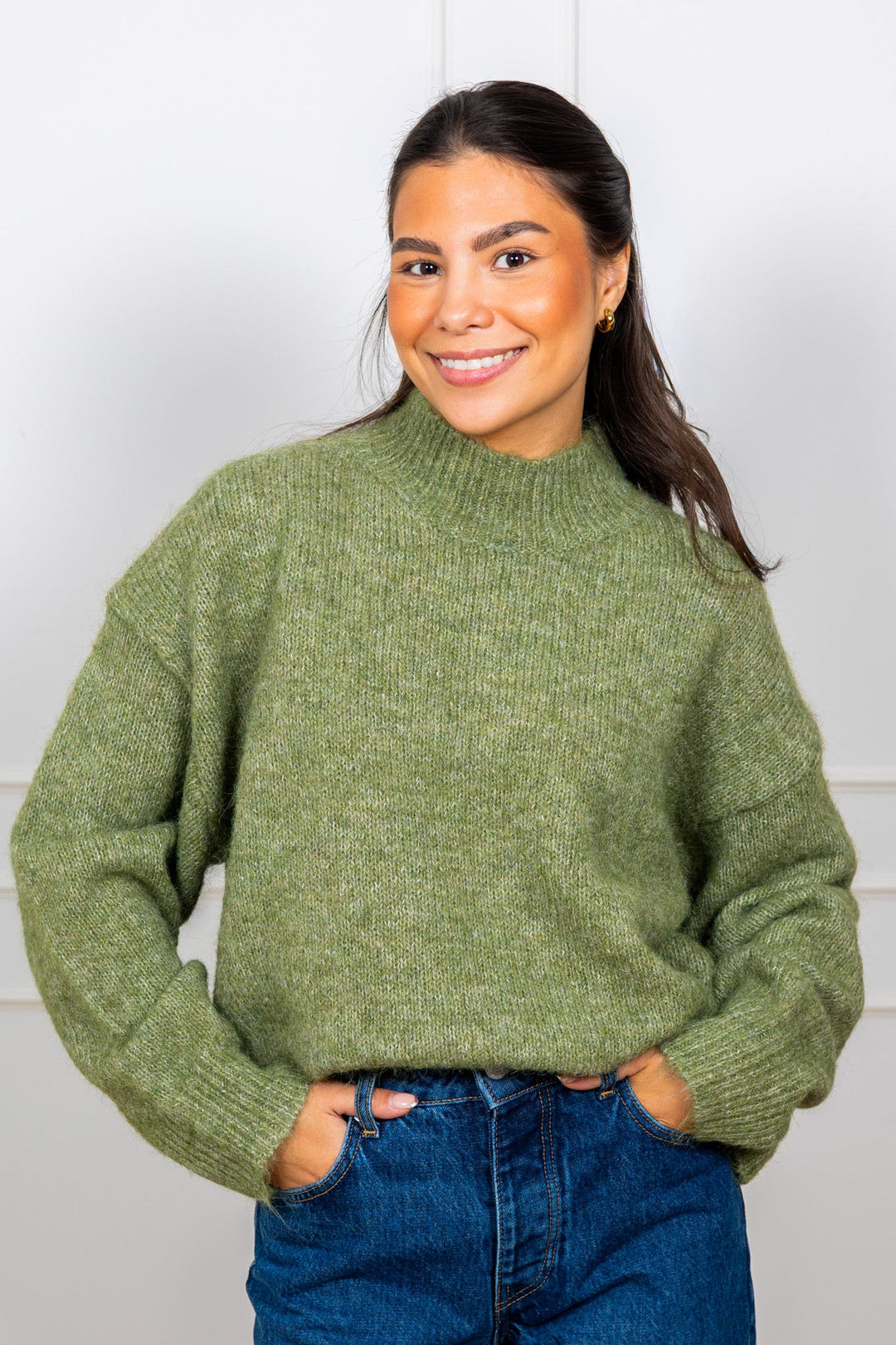 Paulina Fluffy Knit Blouse Dusty Green | Genser | Smuk