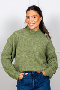 Paulina Fluffy Knit Blouse Dusty Green