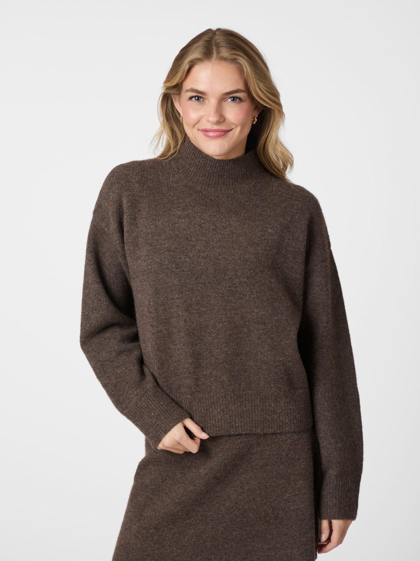 Neo Noir Paulina Knit Blouse Brown Melange Smuk neo-noir-paulina-knit-blouse-brown-melange-smuk