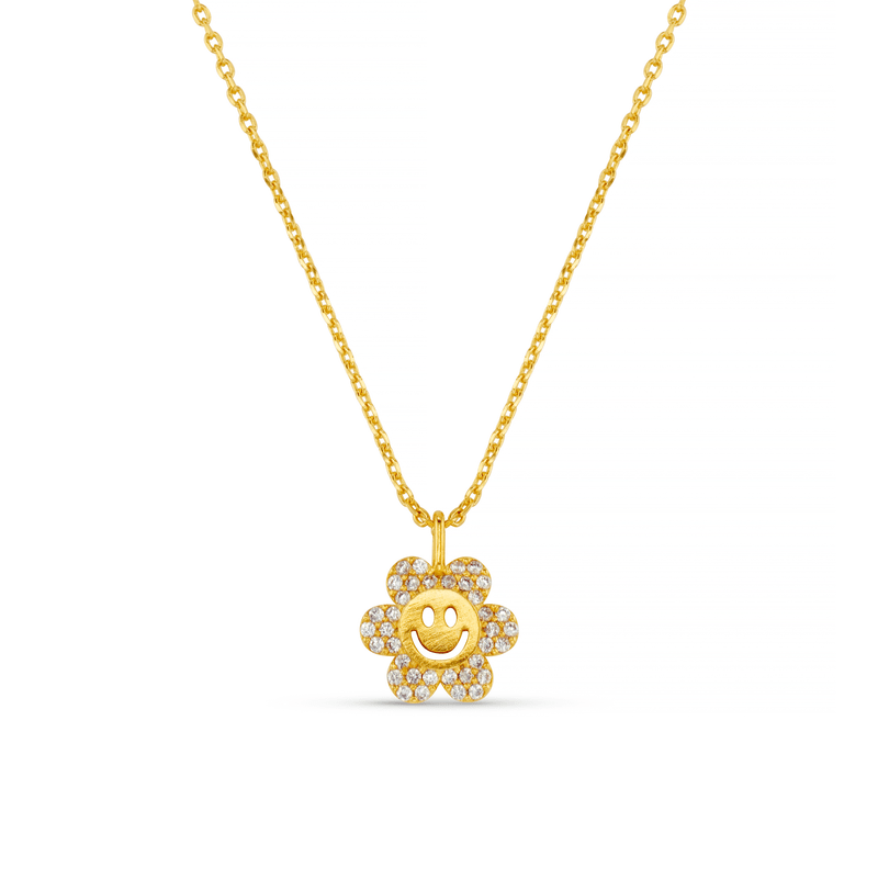 Pave Flower Power Charm Necklace Pale Gold | Accessories | Smuk