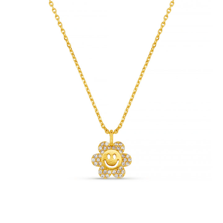 Pave Flower Power Charm Necklace Pale Gold | Accessories | Smuk