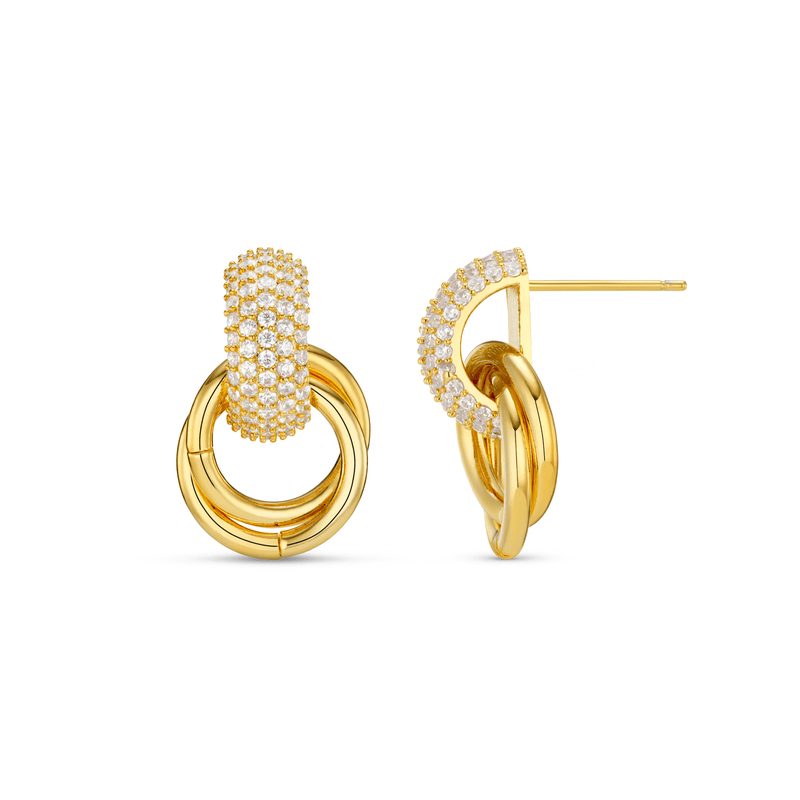 Pave Interlocking Earrings Pale Gold | Accessories | Smuk