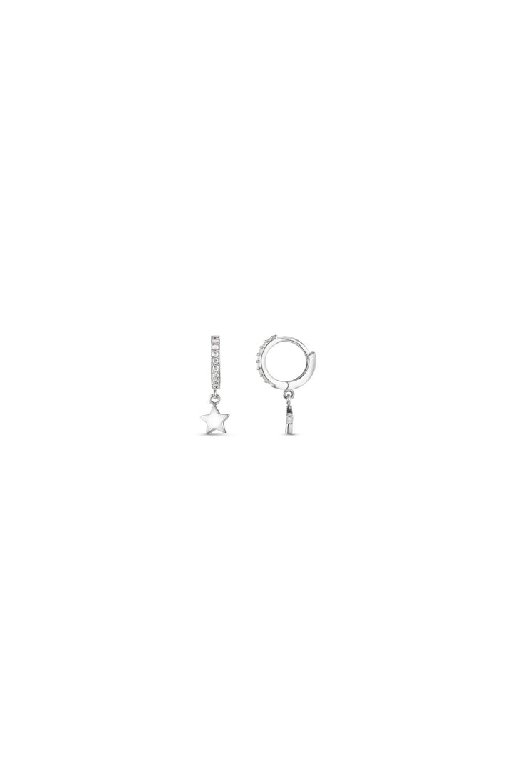 Pave Mini Micro Star Drop Hoop Silver | Accessories | Smuk