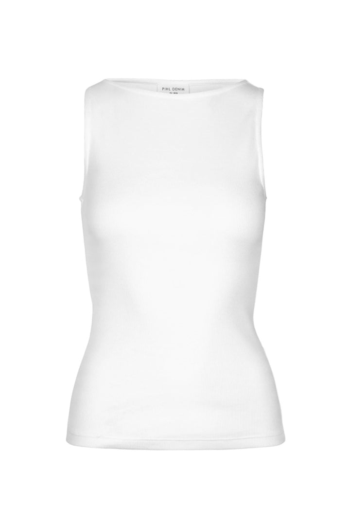 Peggy Rib Boatneck Top Off - White | Topper | Smuk