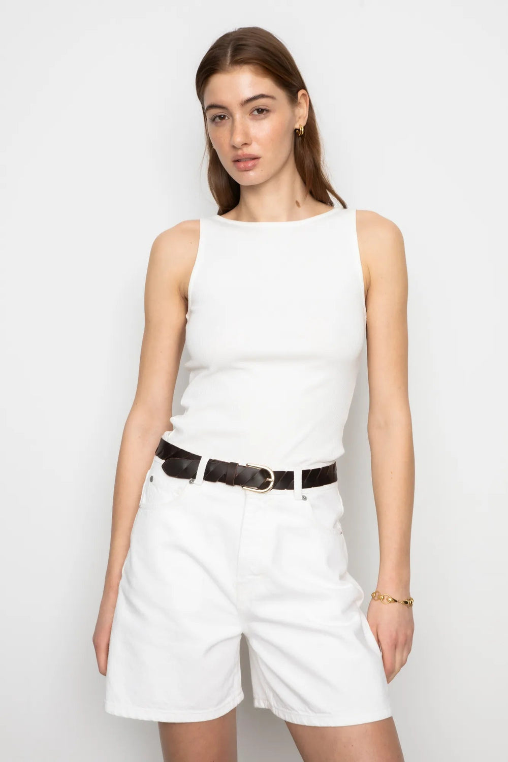 Peggy Rib Boatneck Top Off - White | Topper | Smuk
