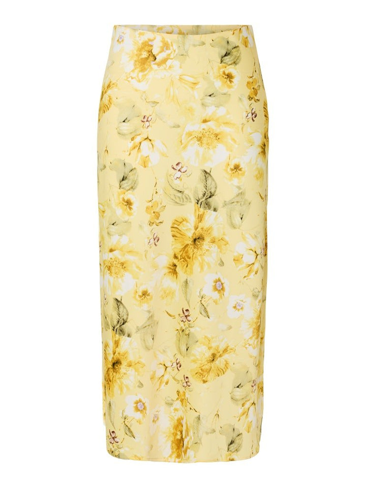 Pella Hw Midi Skirt Pale Banana Lemon Print | Skjørt | Smuk