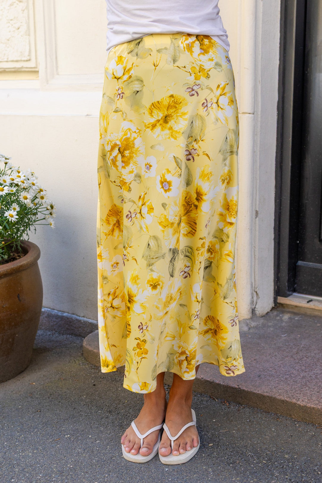 Pella Hw Midi Skirt Pale Banana Lemon Print | Skjørt | Smuk