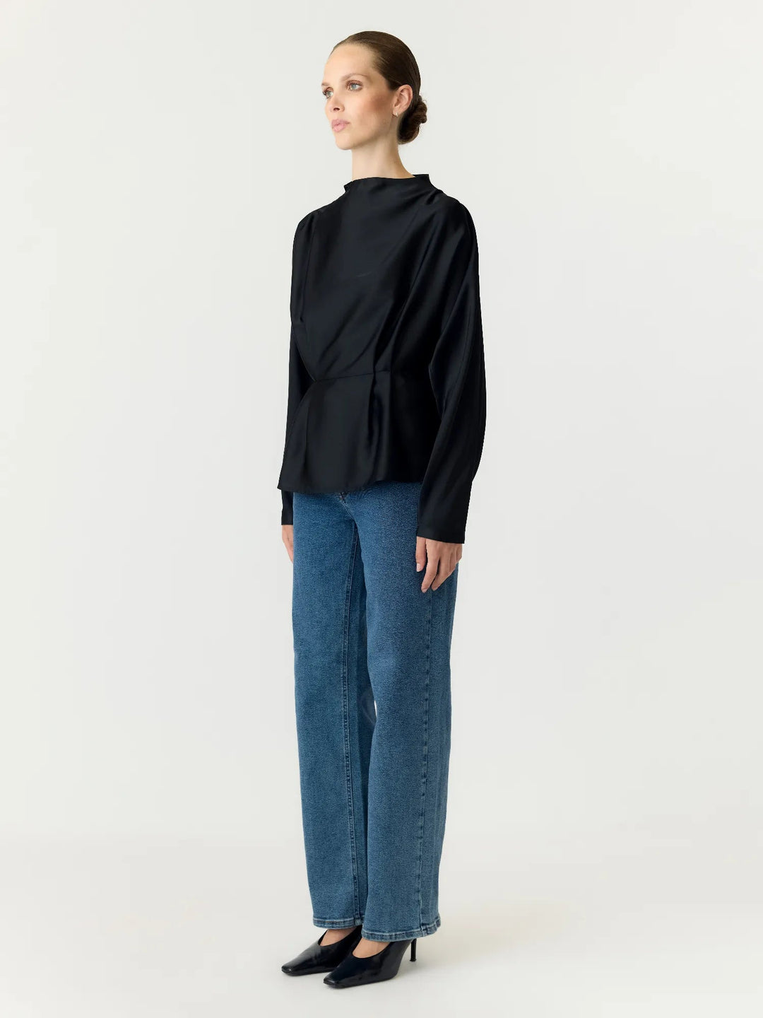 Pella Ls Funnel Neck Top Black | Topper | Smuk