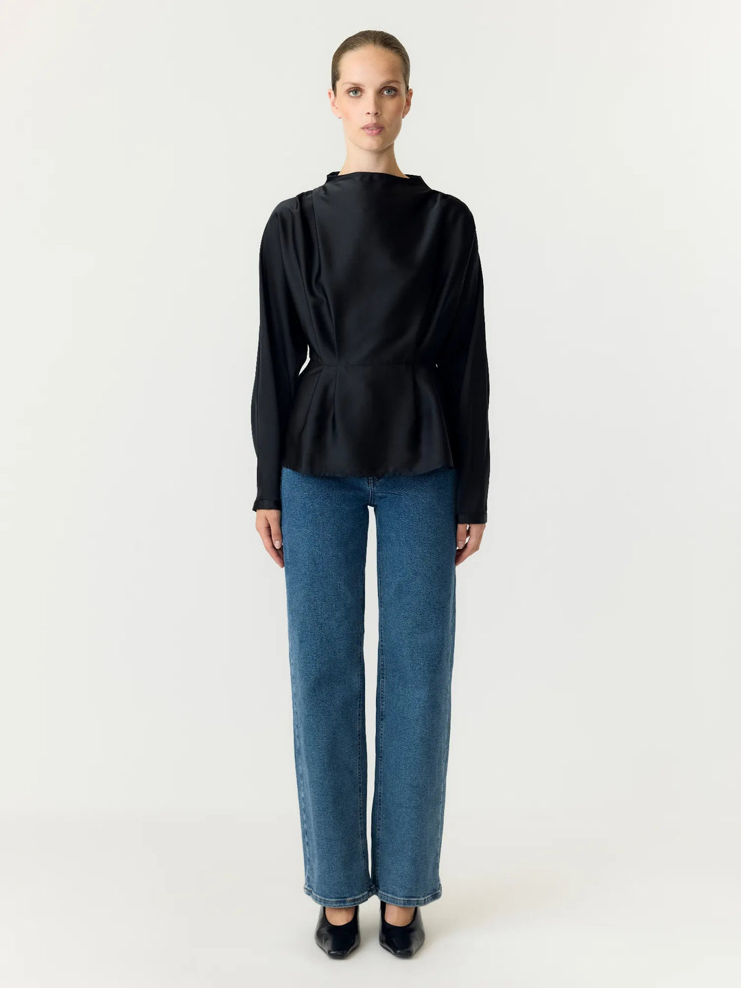 Pella Ls Funnel Neck Top Black | Topper | Smuk