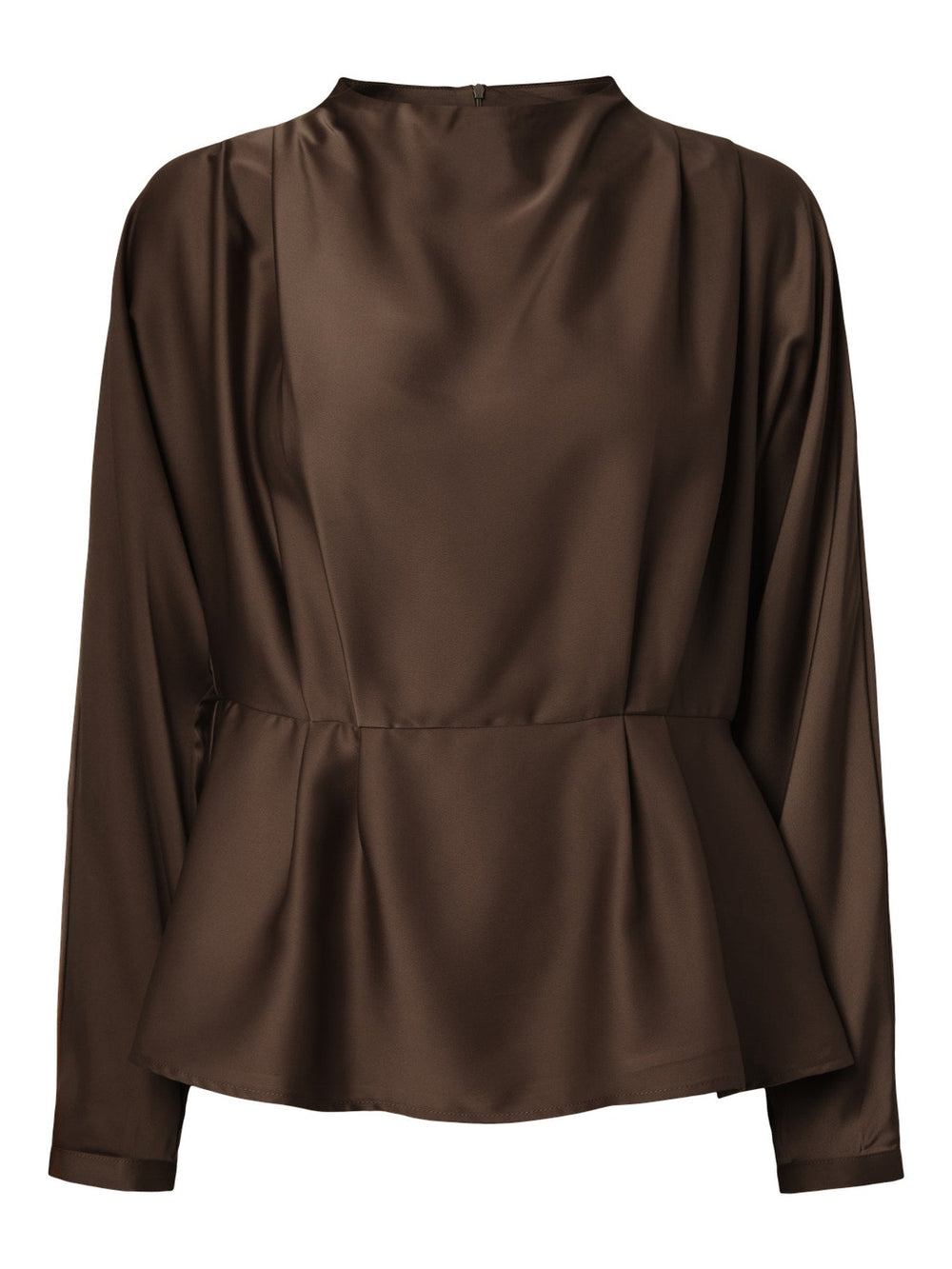 Pella Ls Funnel Neck Top Chocolate Brown | Topper | Smuk