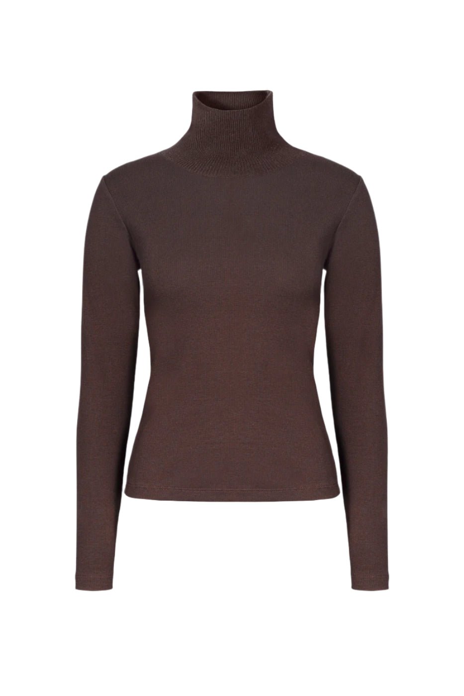 Petra Rib Turtleneck Dark Brown | Topper | Smuk - Dameklær på nett