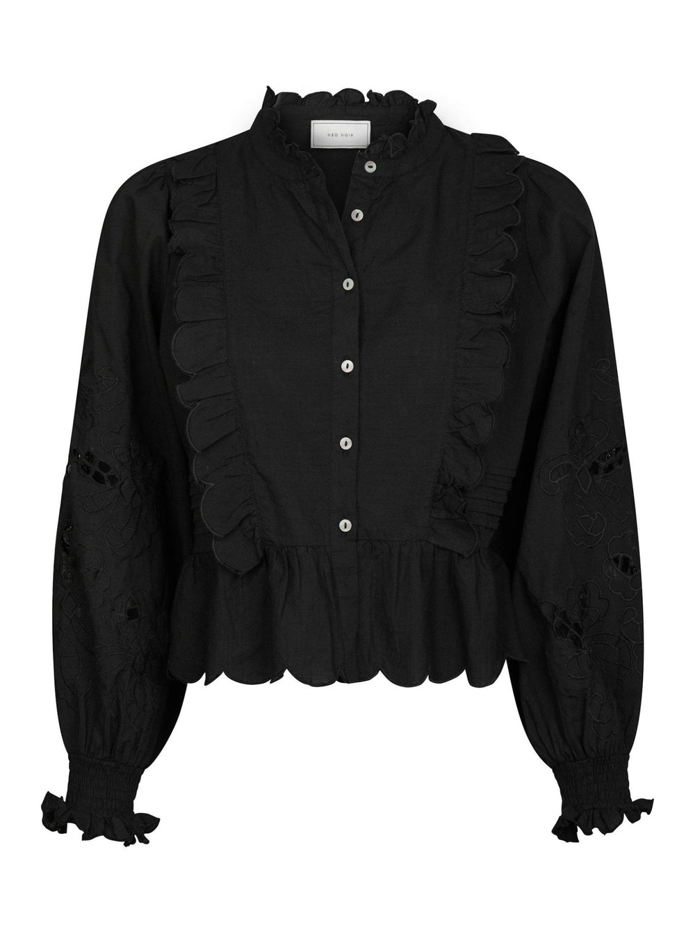 Petrine Embroidery Blouse Black | Skjorter og bluser | Smuk - Dameklær på nett