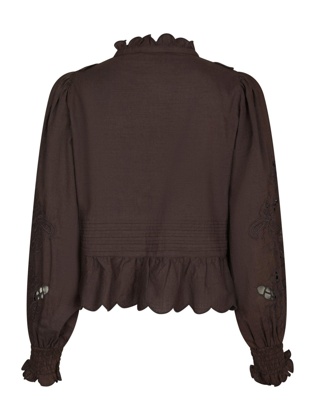 Petrine Embroidery Blouse Dark Brown | Skjorter og bluser | Smuk