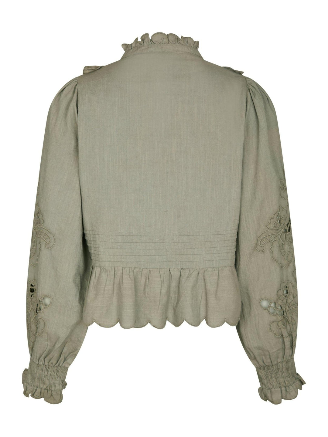 Petrine Embroidery Blouse Smoke Green | Skjorter og bluser | Smuk - Dameklær på nett