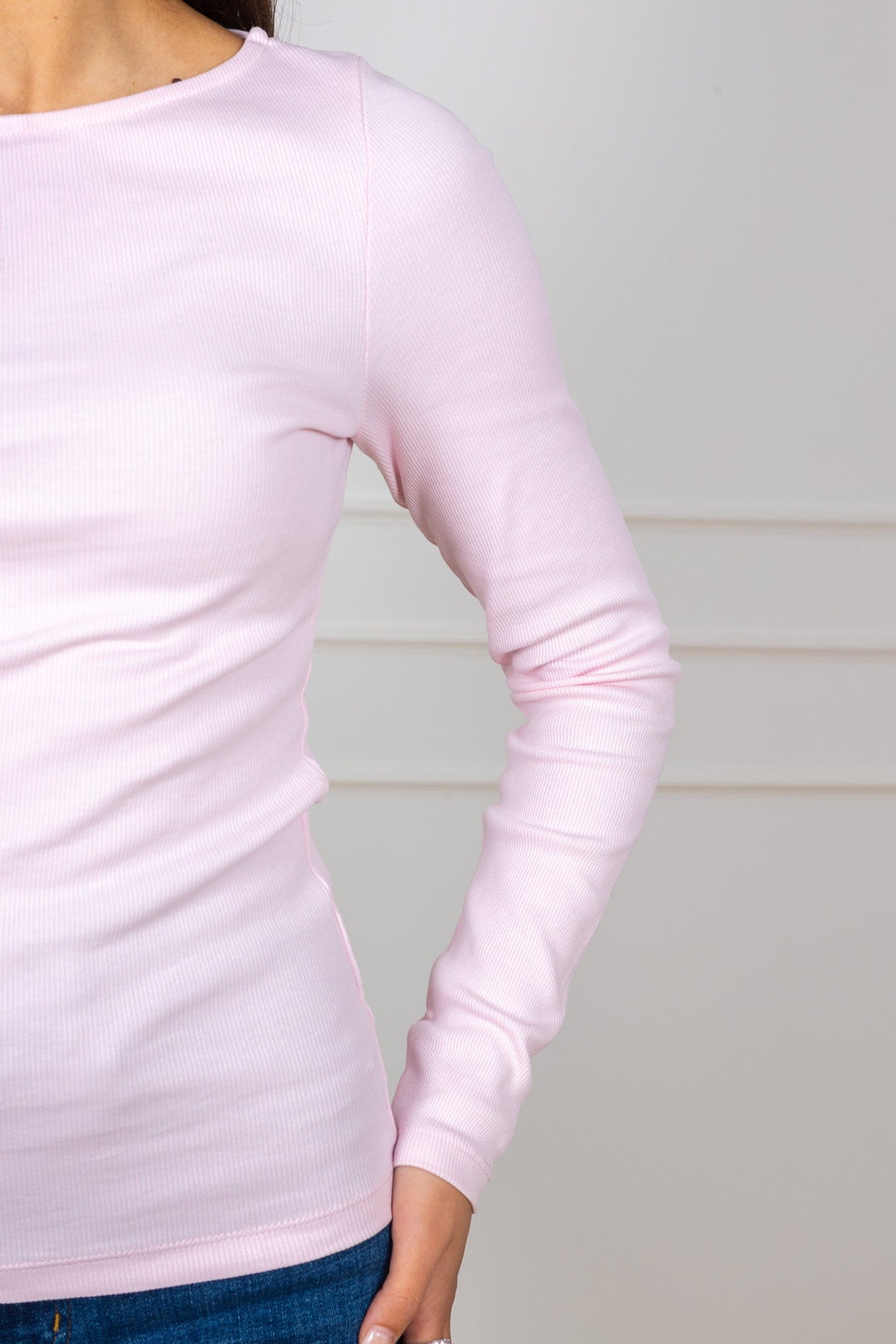 Petronella Rib Boatneck Light Pink | Topper | Smuk