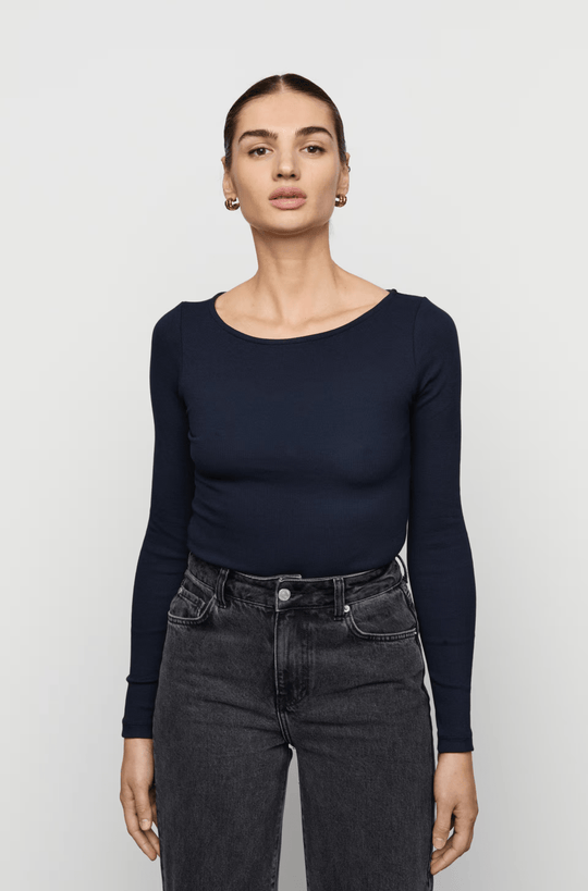Petronella Rib Boatneck Light Pink