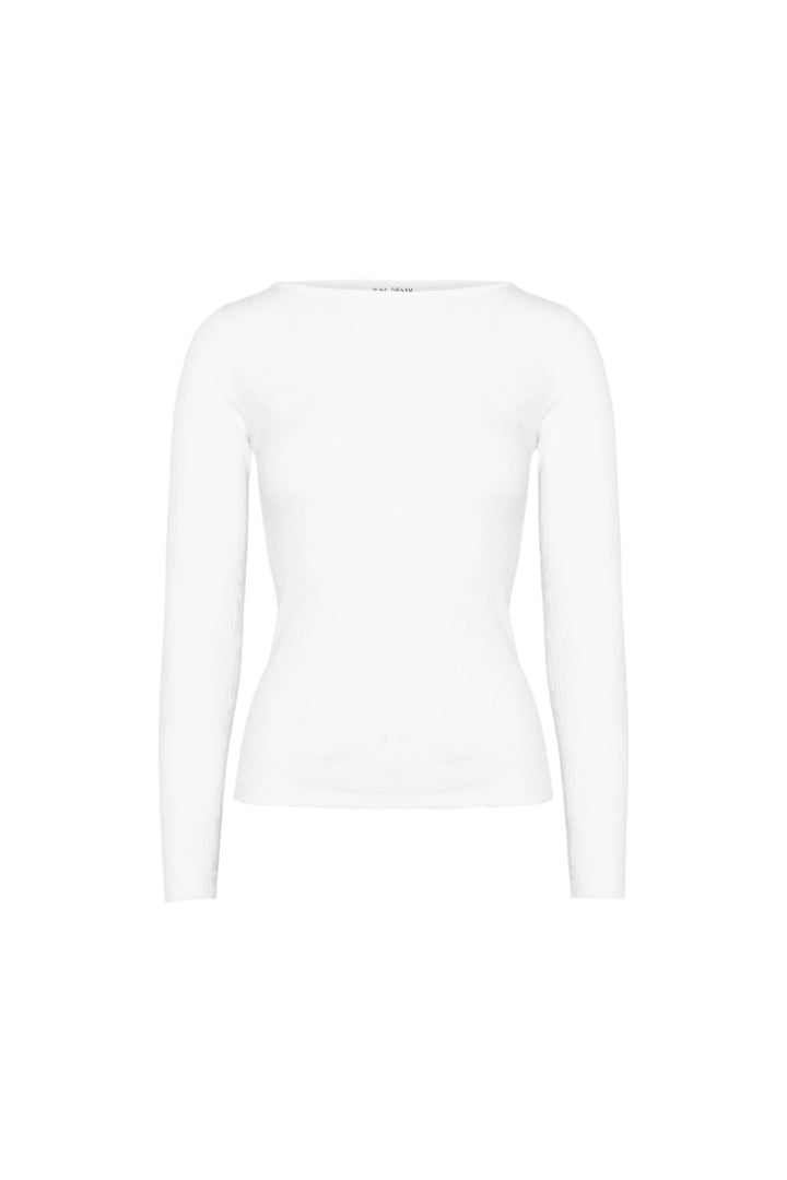 Petronella Rib Boatneck Off - White | Topper | Smuk - Dameklær på nett