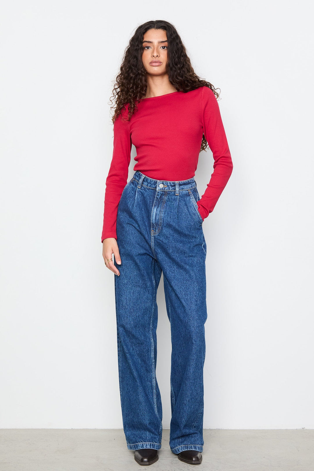 Petronella Rib Boatneck Red | Topper | Smuk - Dameklær på nett