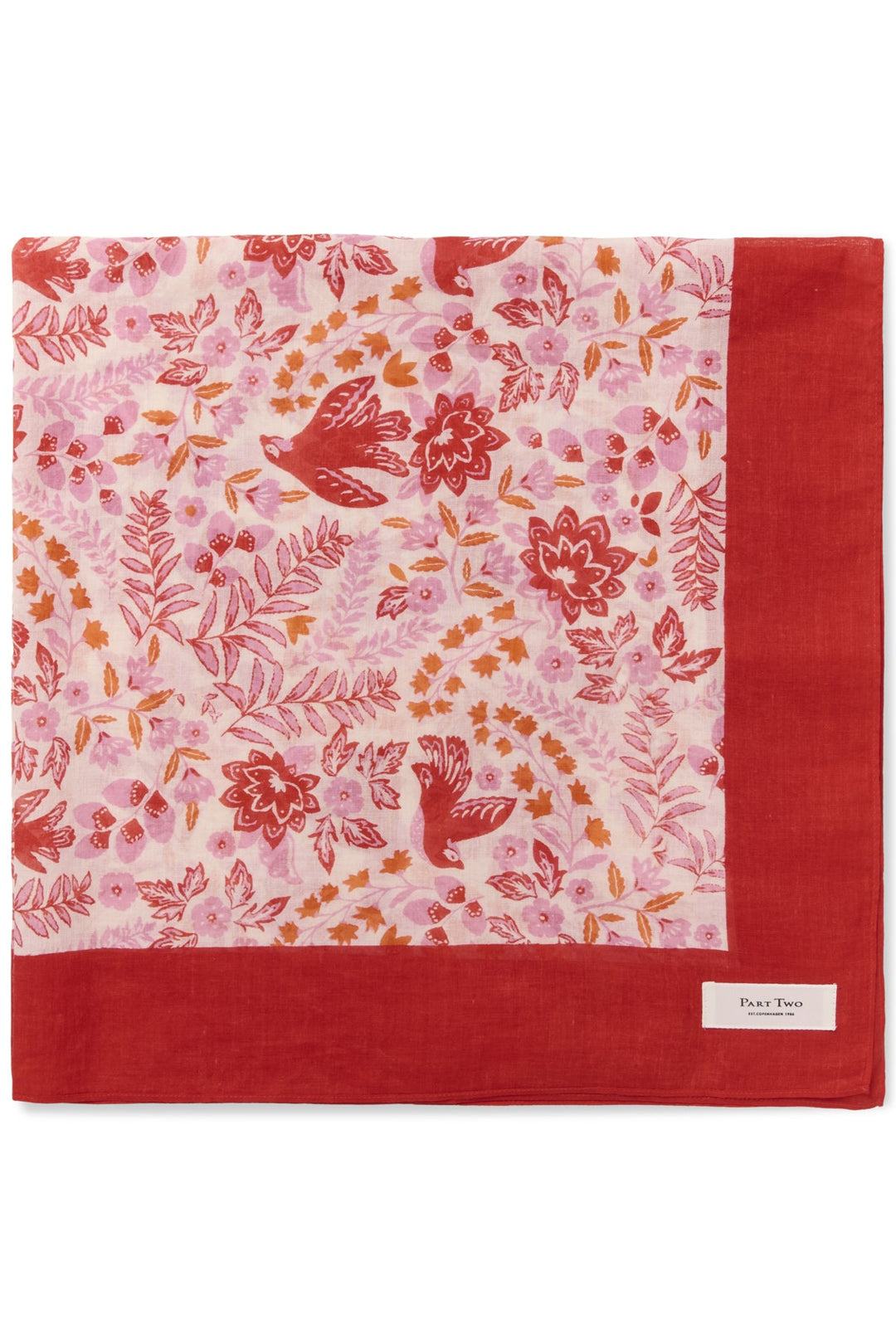 Phi Scarf Poppy Red Bird Print | Accessories | Smuk