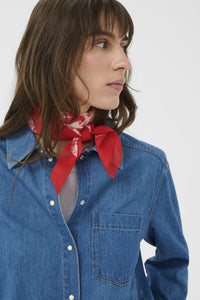 Phi Scarf Poppy Red Bird Print