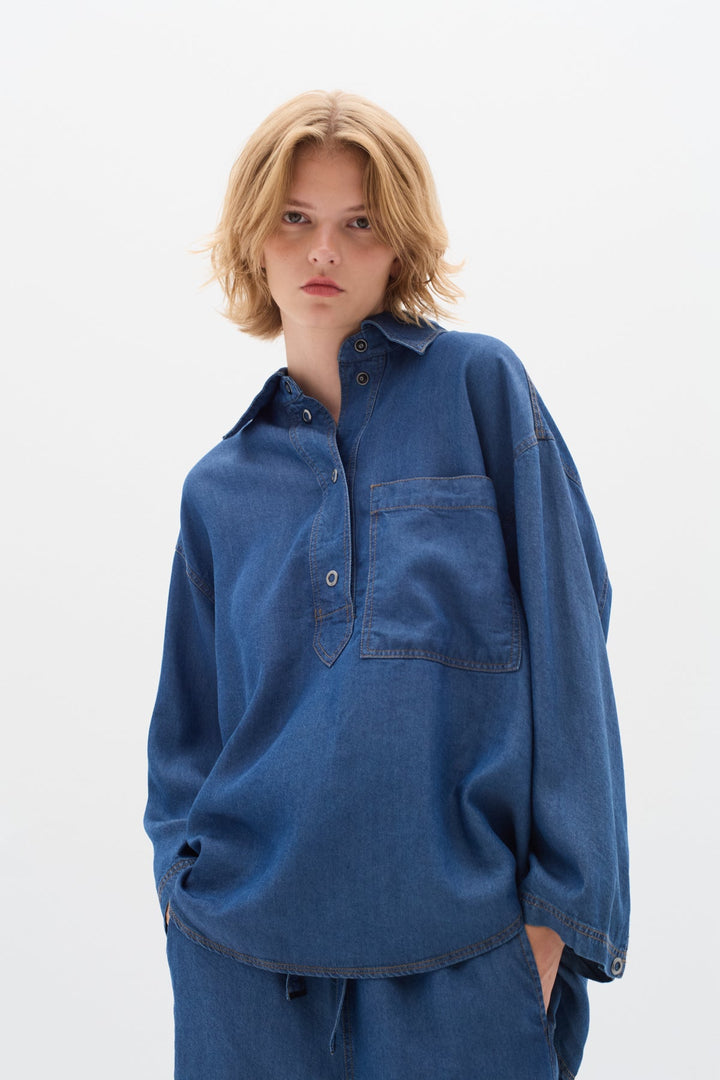 Philipaiw Shirt Medium Blue | Skjorter og bluser | Smuk - Dameklær på nett