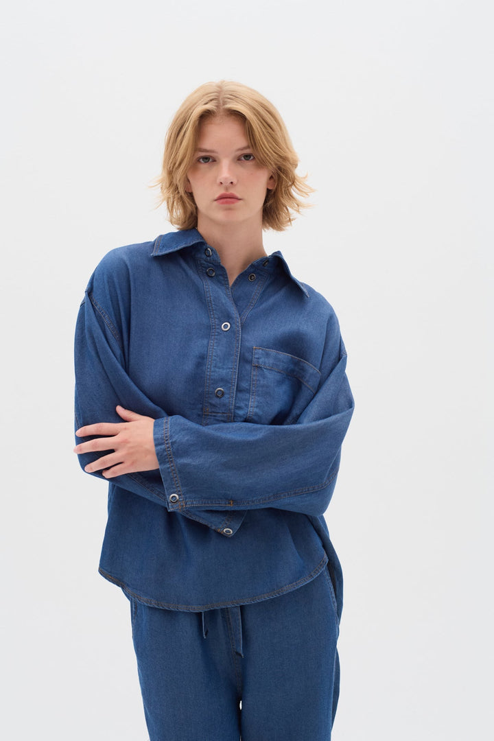 Philipaiw Shirt Medium Blue | Skjorter og bluser | Smuk - Dameklær på nett
