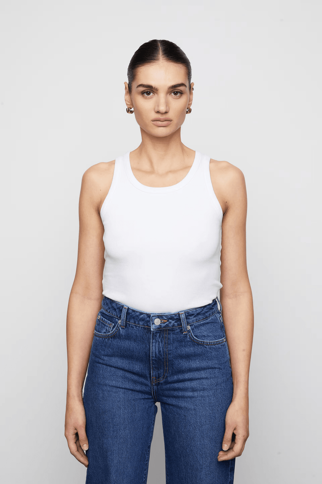 Pia Rib Singlet White | Topper | Smuk - Dameklær på nett