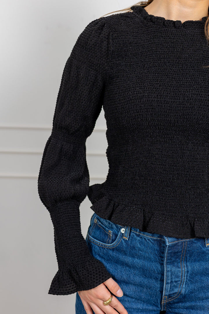 Pira Ls Smock Top Black | Topper | Smuk - Dameklær på nett