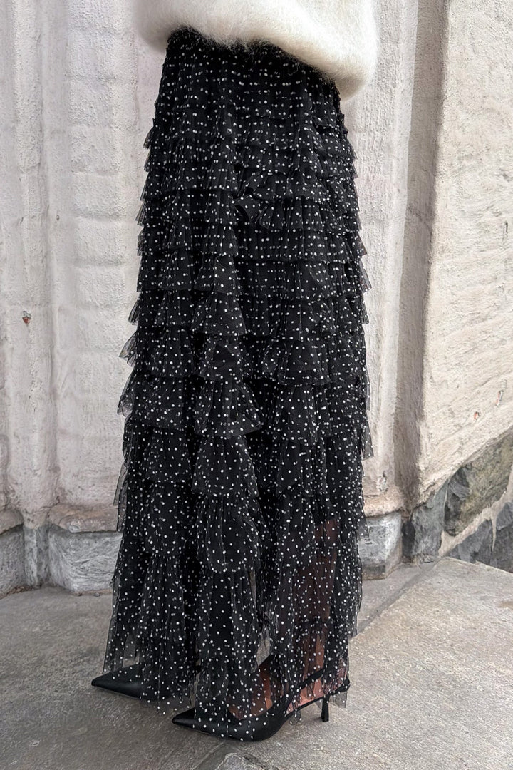 Polka Dot Midi Skirt Black | Skjørt | Smuk