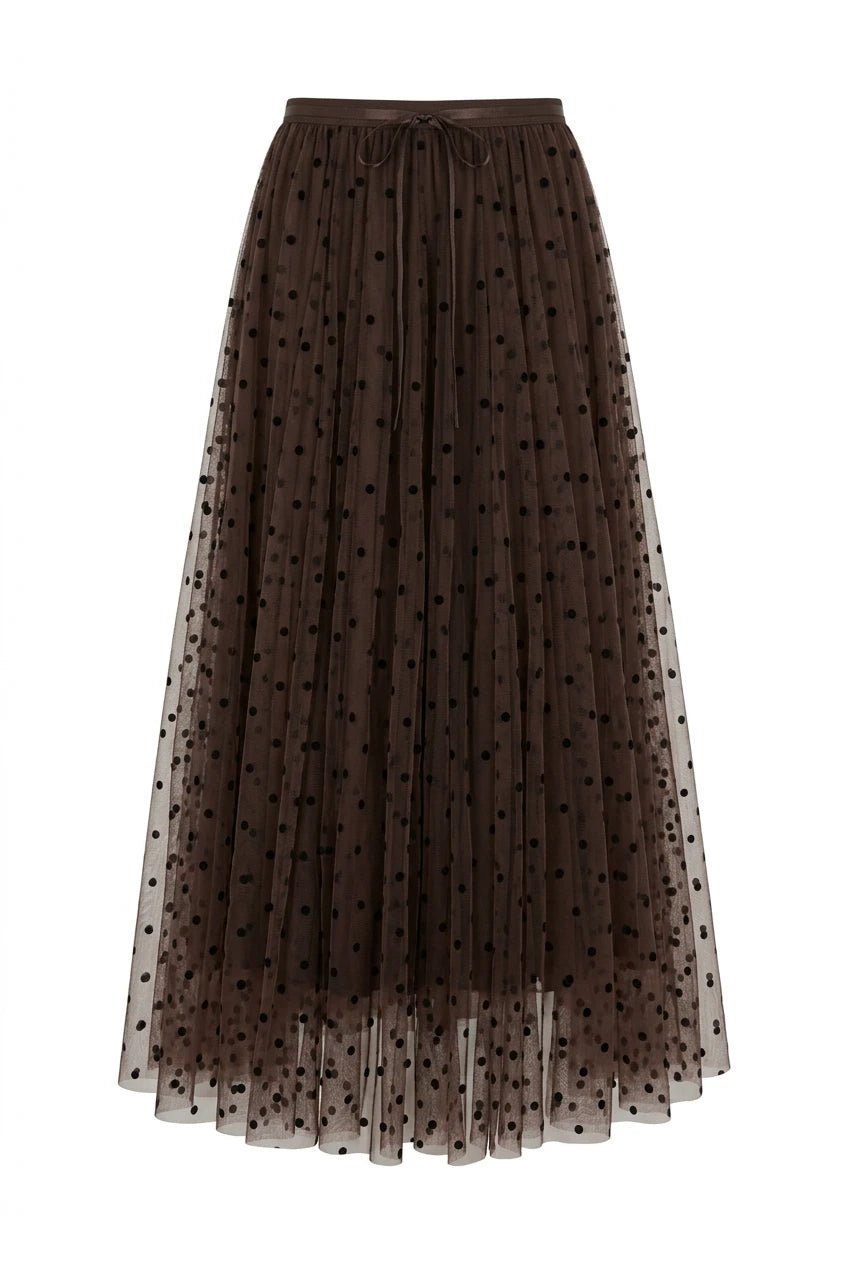 Polka Dot Midi Skirt Choco | Skjørt | Smuk