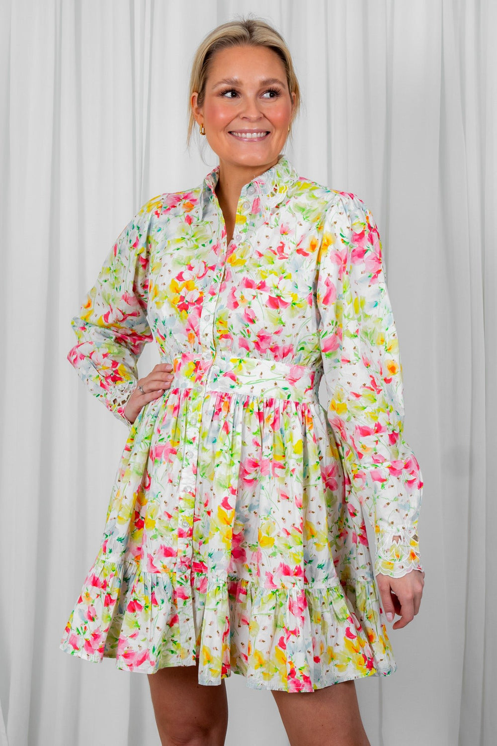 Poplin Button Down Mini Dress Flora | Kjoler | Smuk - Dameklær på nett