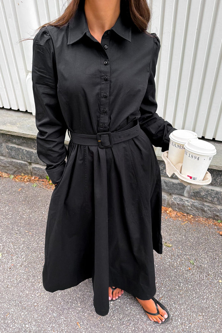 Poplin Midi Dress Black | Kjoler | Smuk