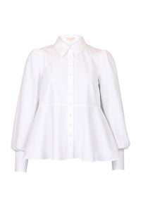 Poplin Peplum Blouse White