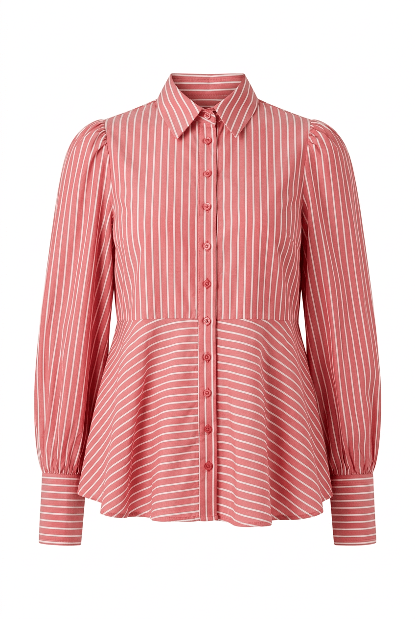 Poplin Peplum Blouse White Stripes | Skjorter og bluser | Smuk